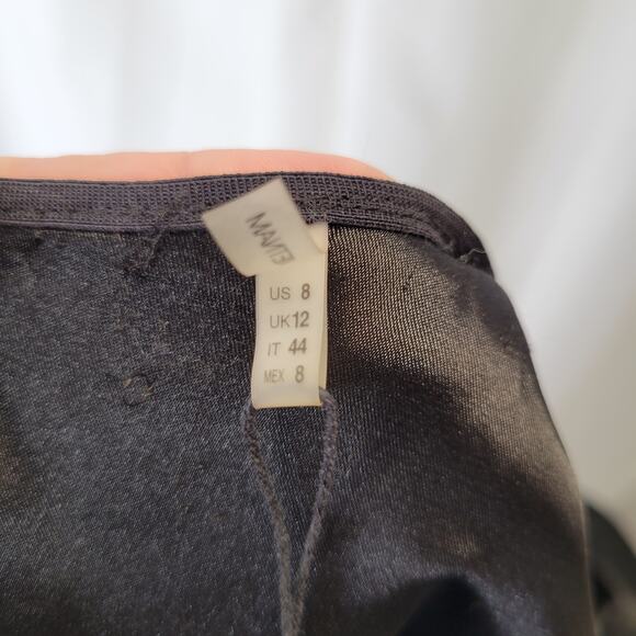 Tahari Black Tan Asymmetrical Sheath Office Dress with Zipper Accents, 8 - Picture 12 of 15